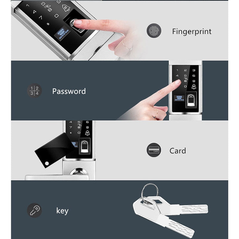 2020 New Security Intelligent Door Lock Biometric Fingerprint Lock Digital Lock Safe Eletronic Door Smart Unlock