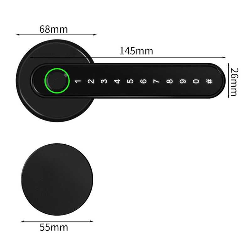 Tuya APP Bluetooth WiFi Indoor Smart Door Lock Biometric Fingerprint Lock Password Key Unlock Electronic Digital Lock