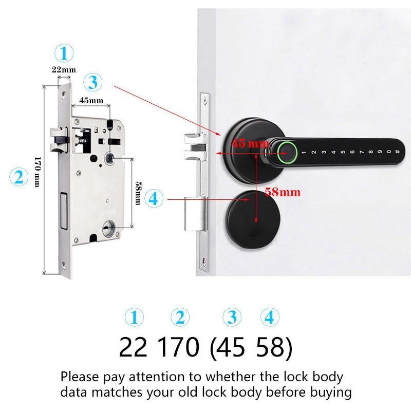 Tuya APP Bluetooth WiFi Indoor Smart Door Lock Biometric Fingerprint Lock Password Key Unlock Electronic Digital Lock