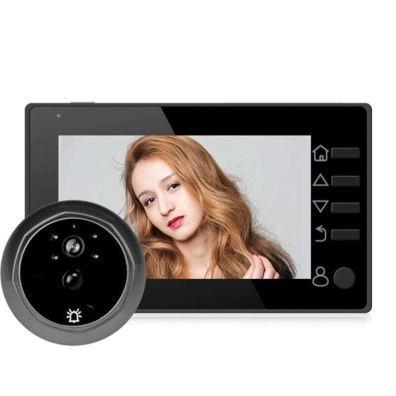 HD Digital Door Peephole Camera 4.3\" Smart Photo Video DoorViewer PIR Motion Detect Wide Angle Rechargeable Music Doorbell