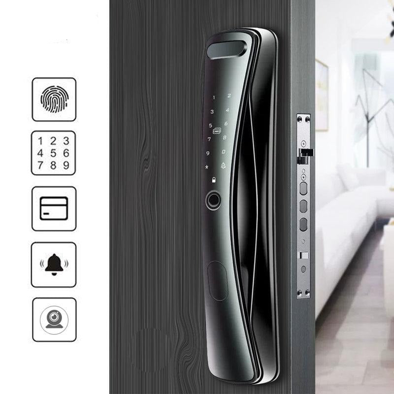 New Biometric Fingerprint Lock Security Smart Door Lock Password Electronic Locks Key IC Card Unlock APP Camera Electronic Lock