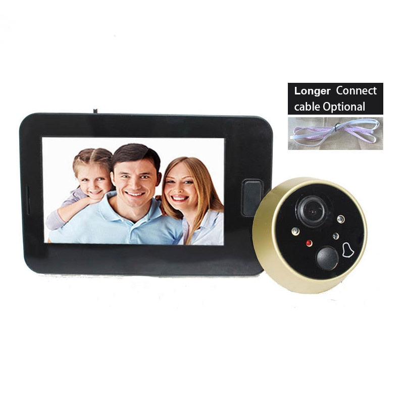 Topvico Peephole Door Camera 4.3 Inch Color Screen With Electronic Doorbell LED Lights Video Door Viewer Video-eye Home Security