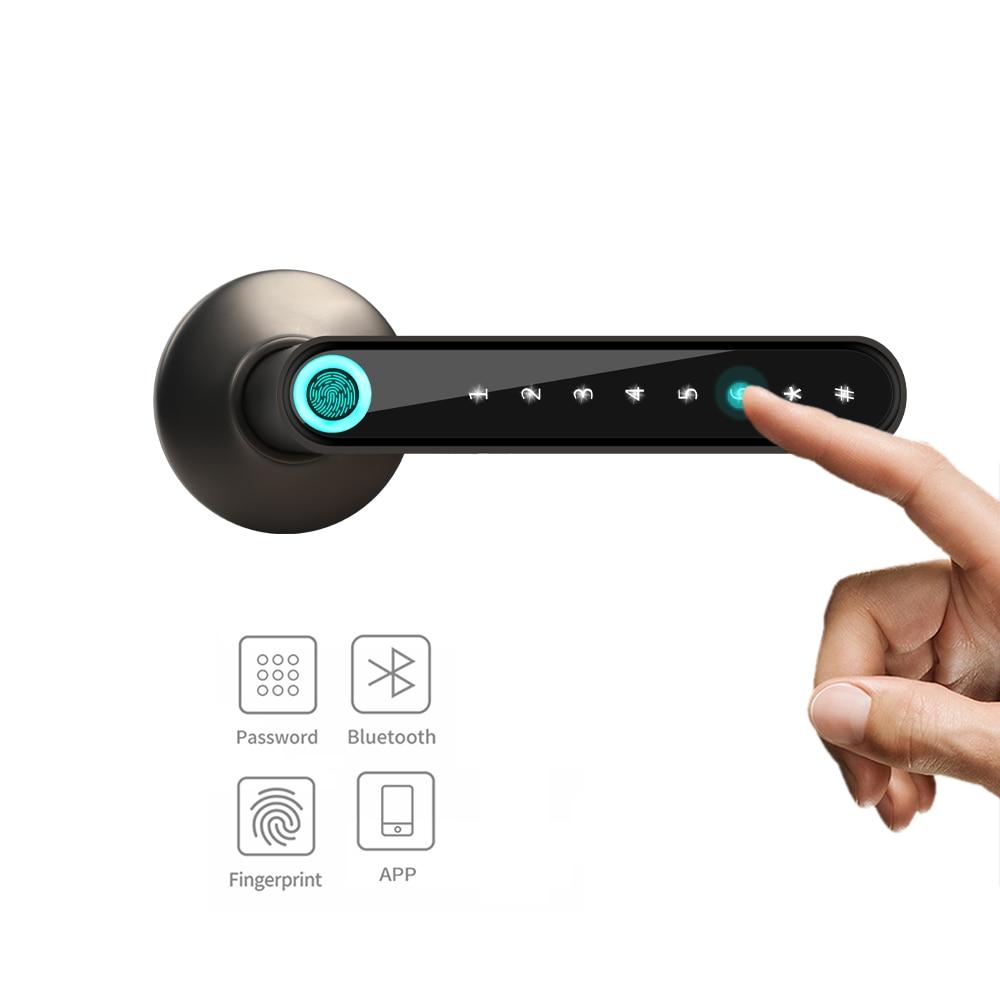 WF-016 Fingerprint Door Lock Smart Bluetooth Password Handle Lock APP Unlock Keyless Entry Works with iOS/Android