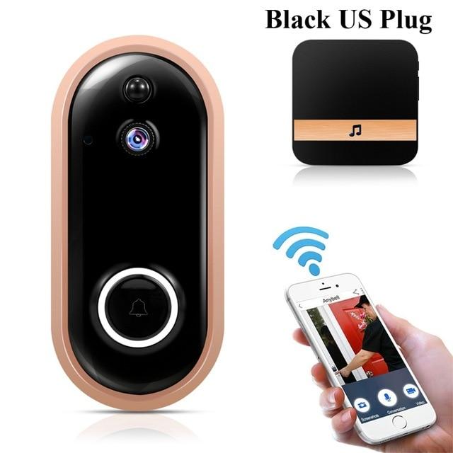 Smart Home WiFi Doorbell 1080P Security Camera Two-Way Audio PIR Motion Detection IR Night Vision Wireless Doorbell with Chime