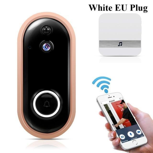 Smart Home WiFi Doorbell 1080P Security Camera Two-Way Audio PIR Motion Detection IR Night Vision Wireless Doorbell with Chime